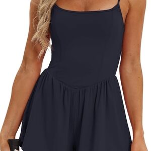 Wenlia Womens Summer Sleeveless Workout Rompers with Bra One Piece Adjustable Sp